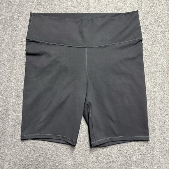 Fabletics PowerHold High Waisted Shorts Womens 1X Plus Black Athletic 9” Inseam - Picture 1 of 7